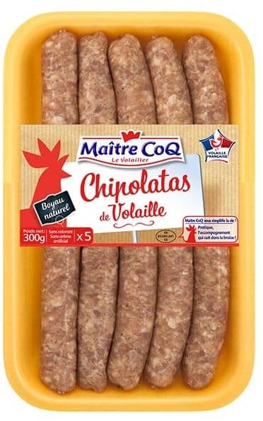 Maître CoQ Chipolatas de volaille nature x5 packshot