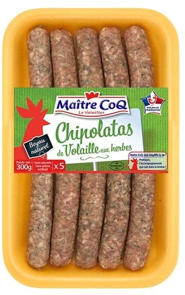 Maître CoQ Chipolatas de volaille aux herbes x5 packshot