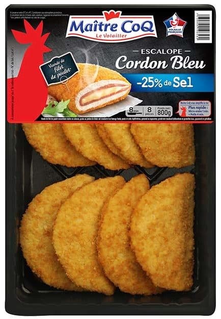 Maître CoQ Escalope cordon bleu -25% de sel, 800g packshot