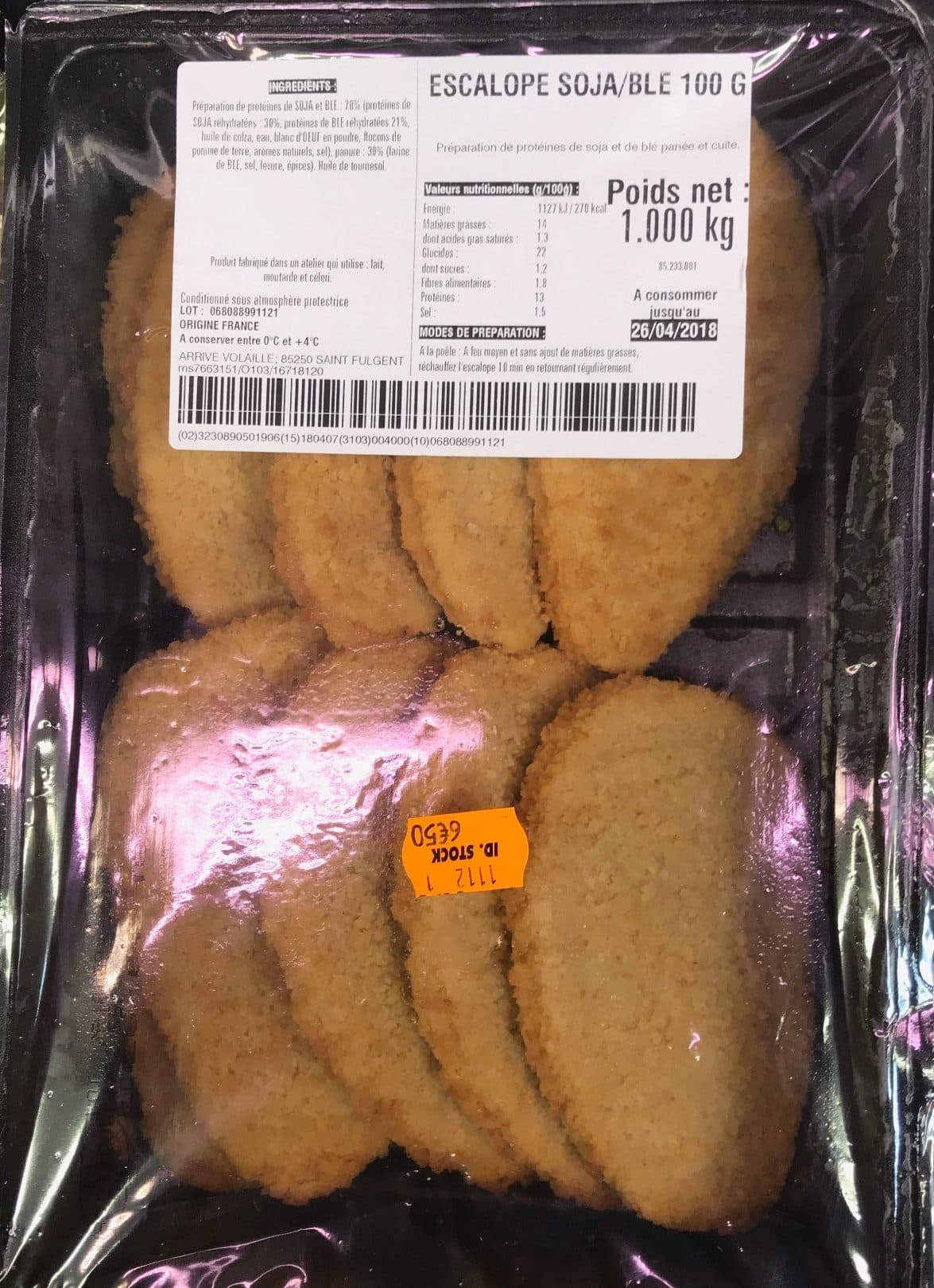 Arrive Volaille Escalope soja/blé packshot