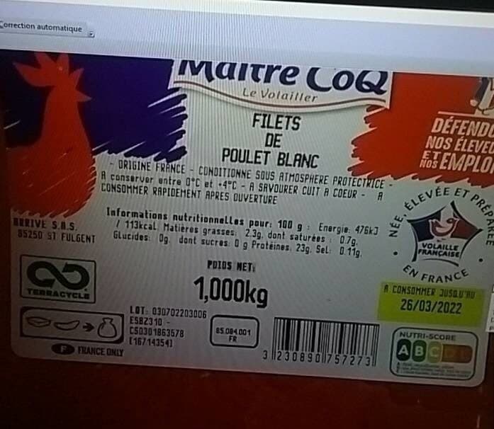Maître CoQ Filets de poulet blanc packshot