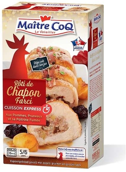 Maître CoQ Rôti de chapon farci pommes pruneaux et poitrine fumée packshot
