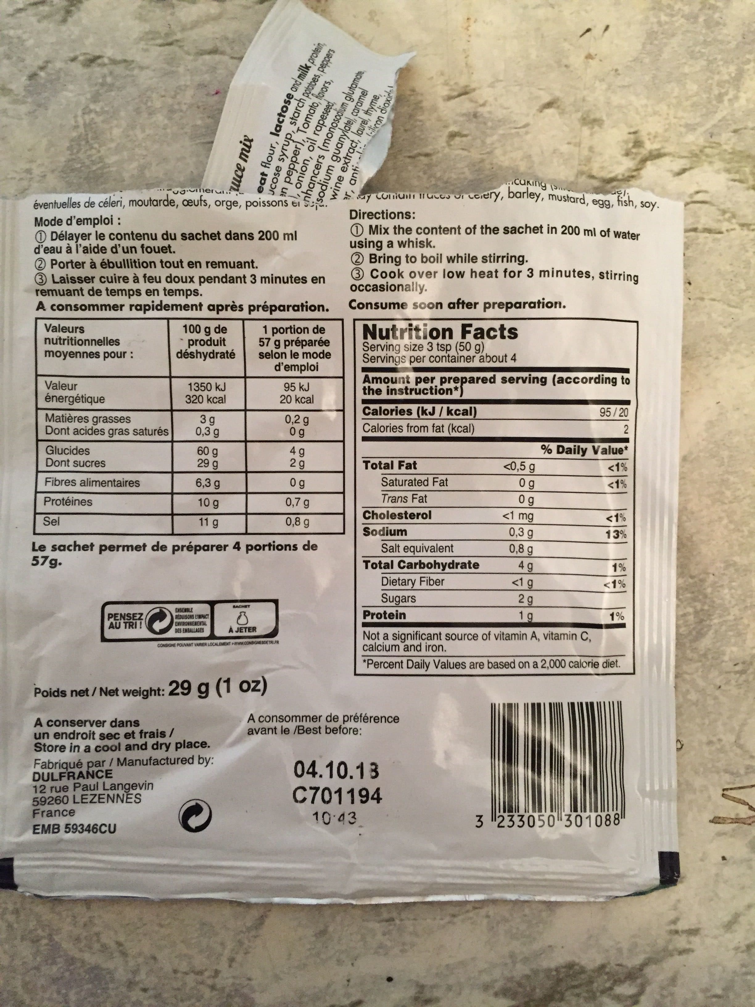 Dulfrance Sauce Poivre Vert 29g packshot