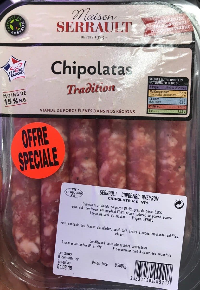 Open Food Facts Chipolatas tradition packshot