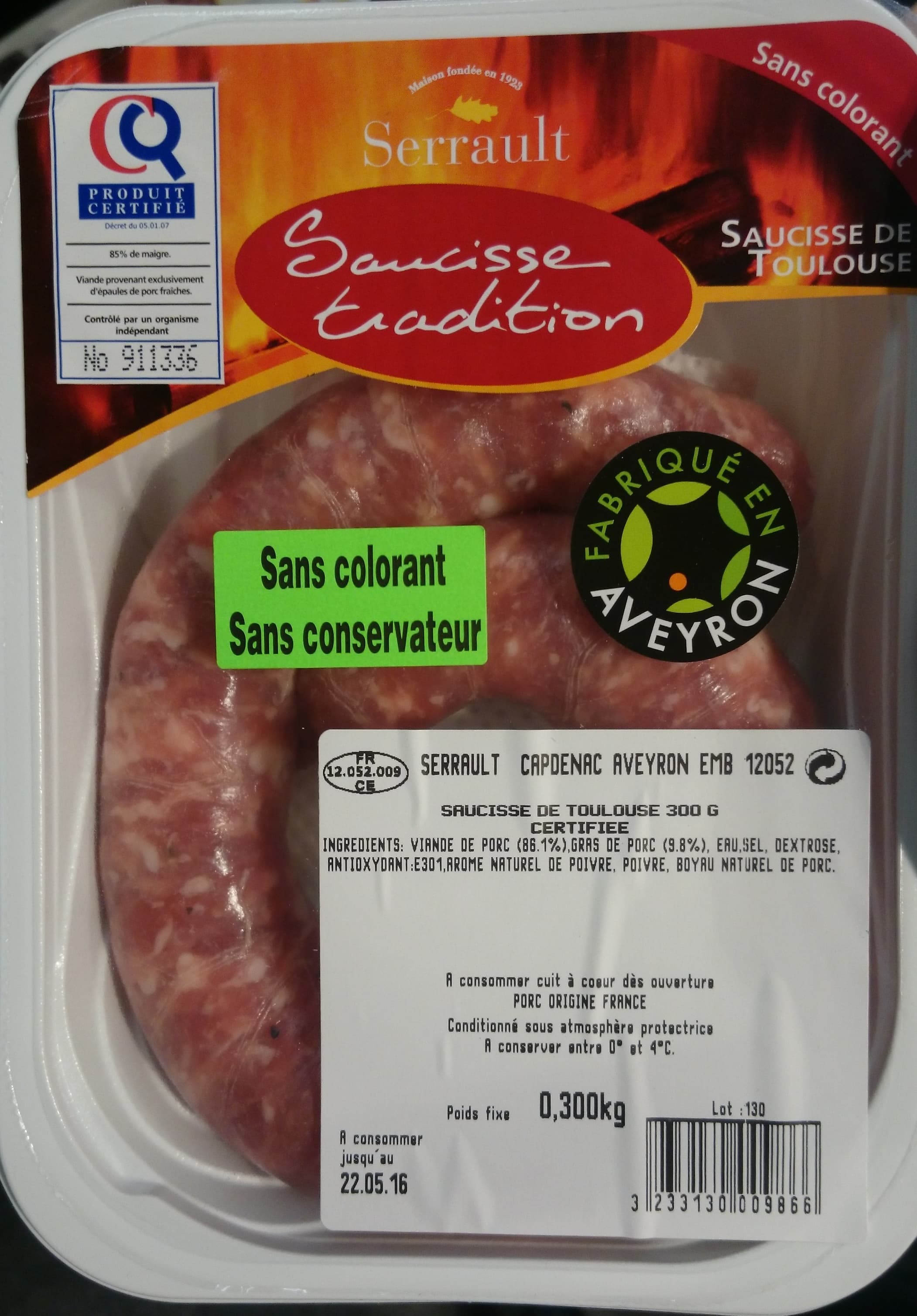 Maison Serrault Saucisse de Toulouse Tradition packshot