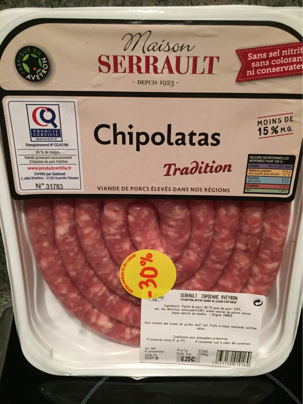 Maison Serrault Chipolatas tradition packshot