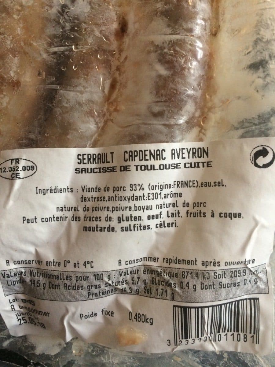 Open Food Facts Saucisse cuite packshot