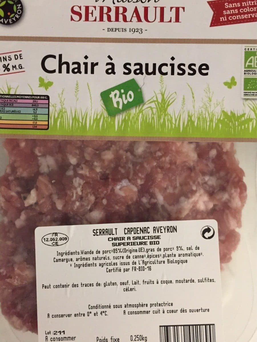 Open Food Facts Chair a saucisse packshot