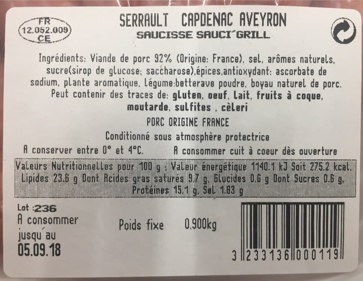 Open Food Facts Saucisse packshot