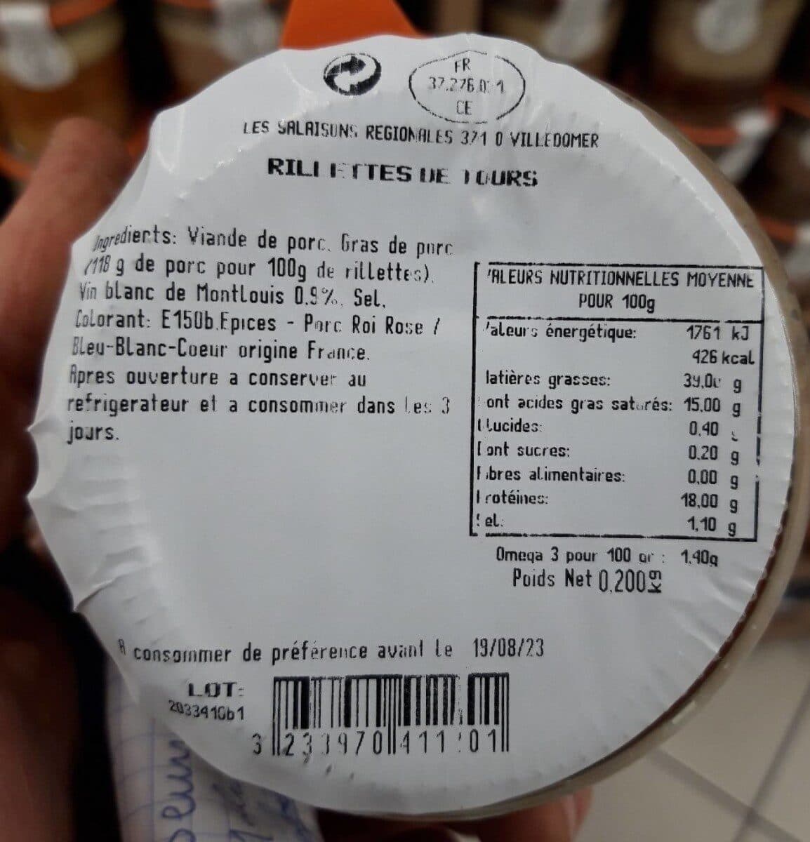 Open Food Facts Rillettes de tours packshot