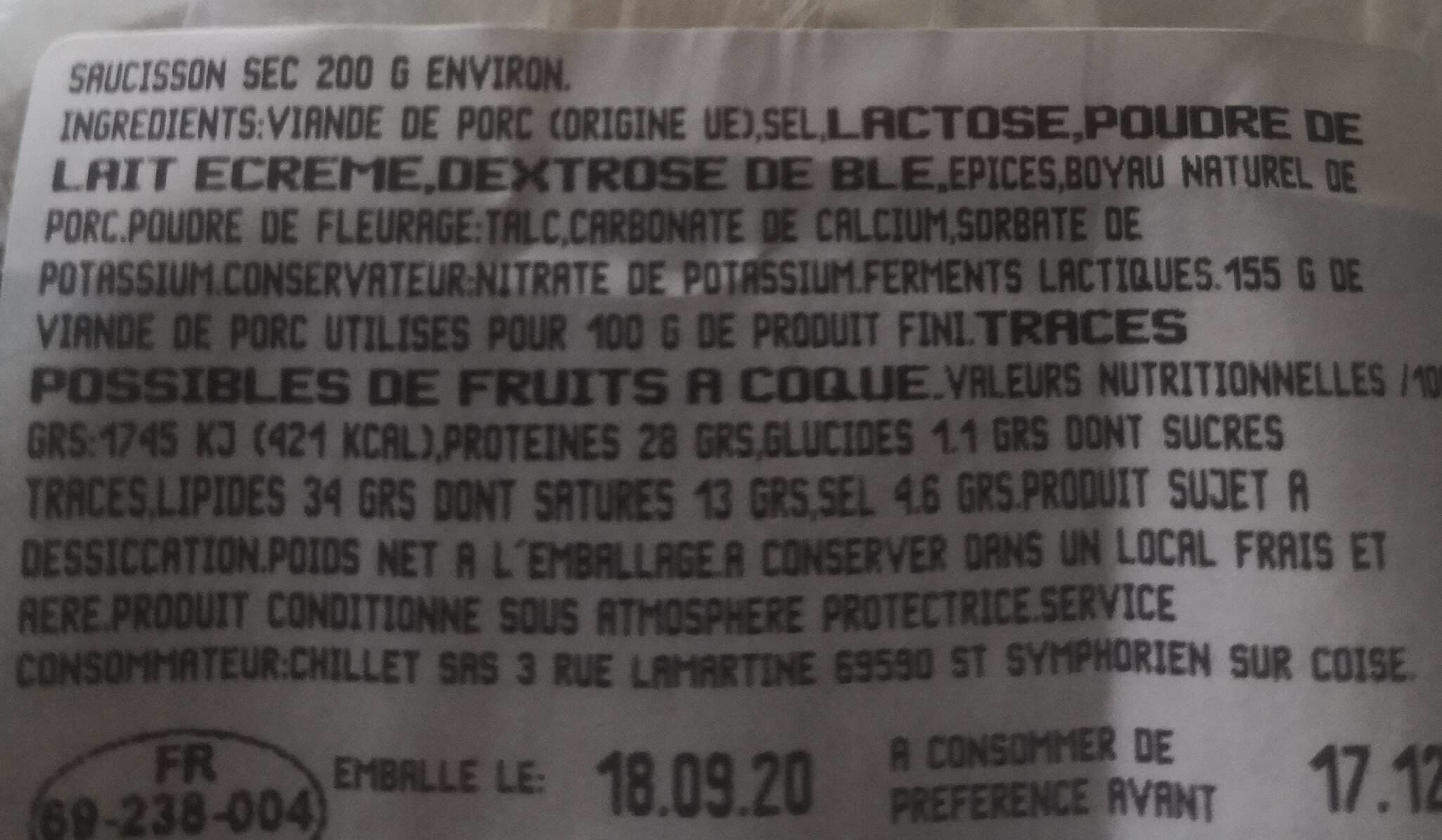 Open Food Facts Saucisson sec packshot