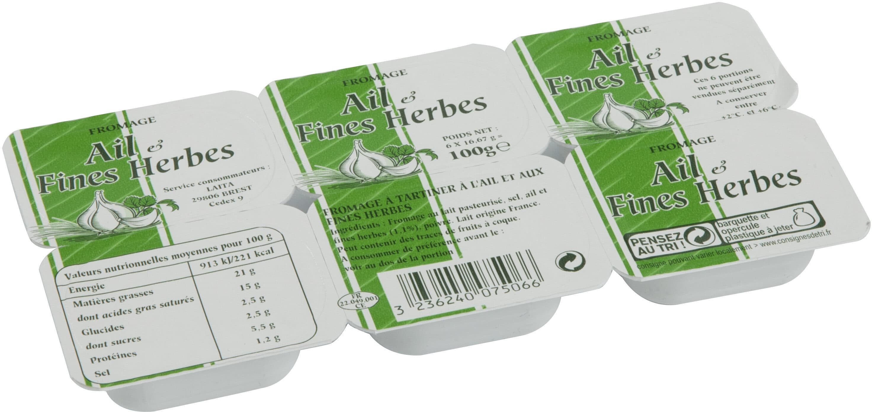 Leclerc Fromage à tartiner Ail & Fines Herbes packshot