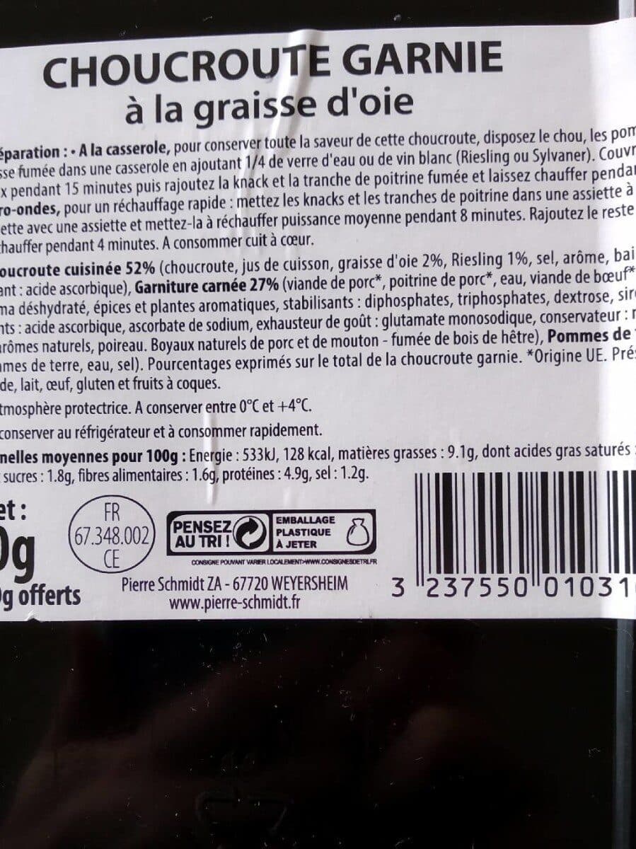 Pierre schmidt Choucroute garnie à la graisse d'oie packshot