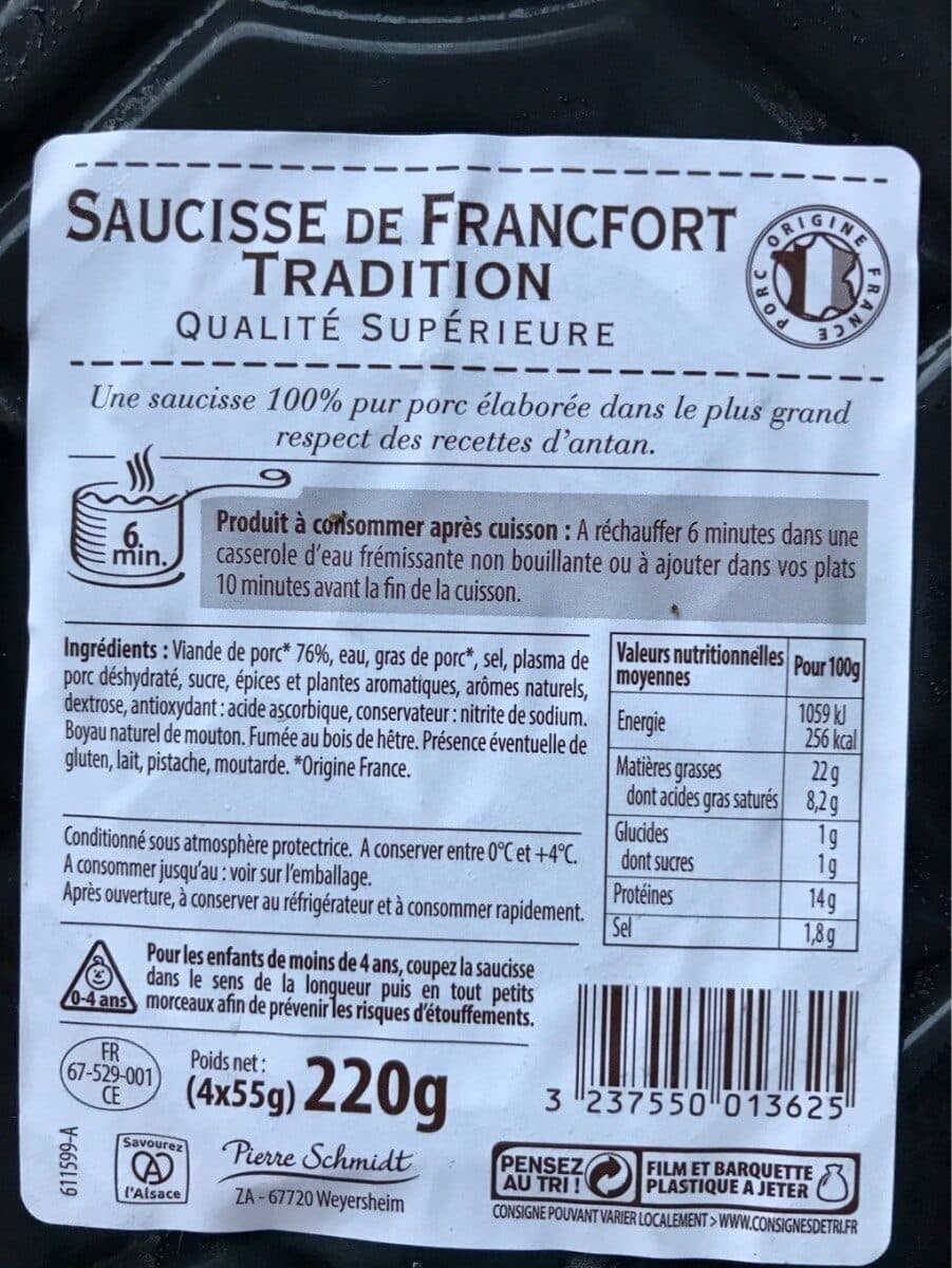 Pierre Schmidt Saucisse de Francfort packshot