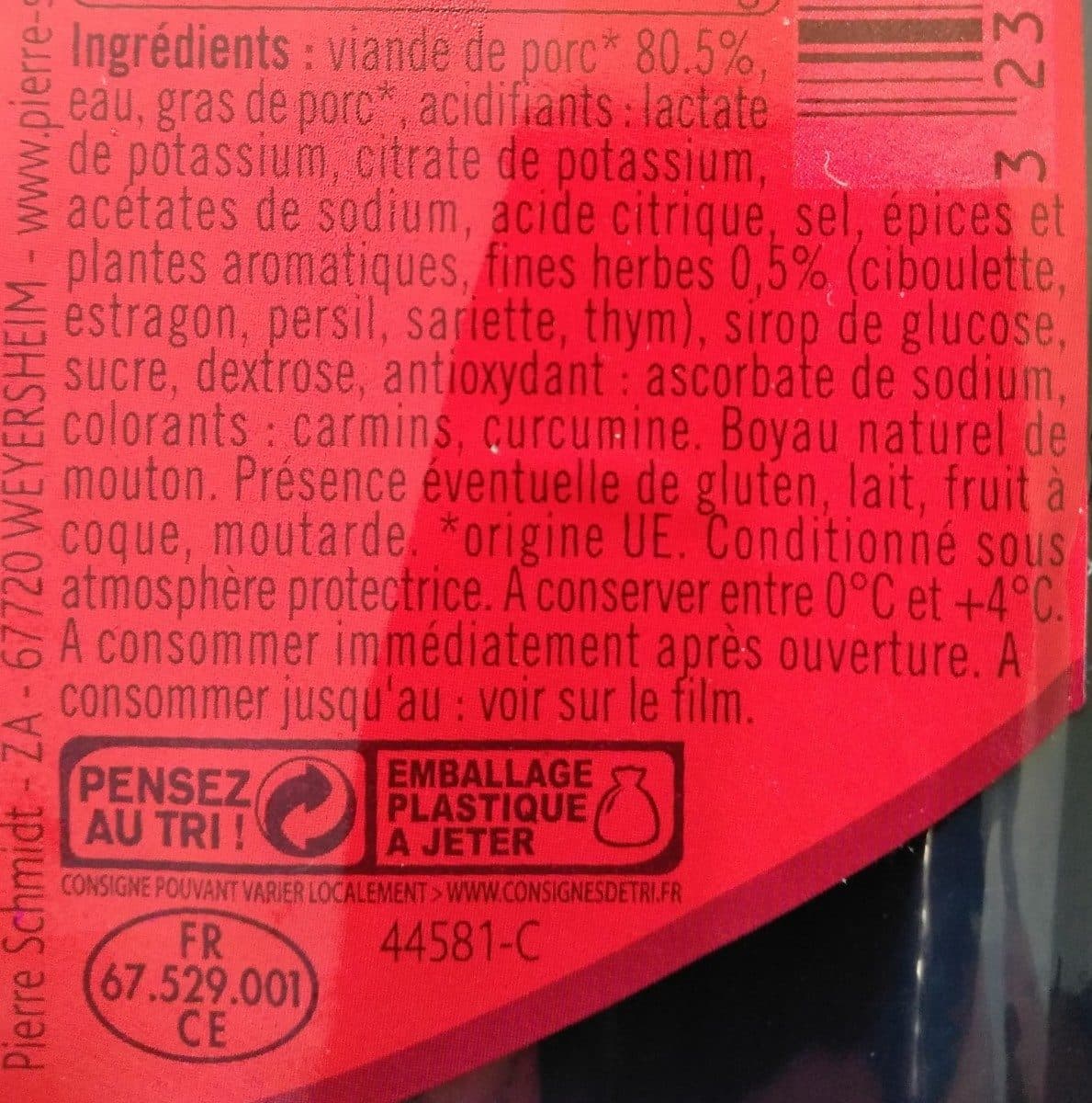 Pierre Schmidt Saucisses à griller aux fines herbes packshot