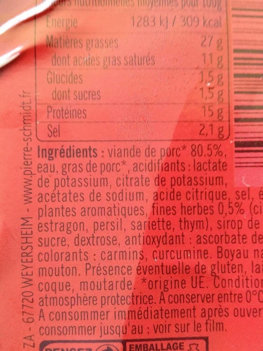 Pierre Schmidt Saucisses à griller aux fines herbes packshot