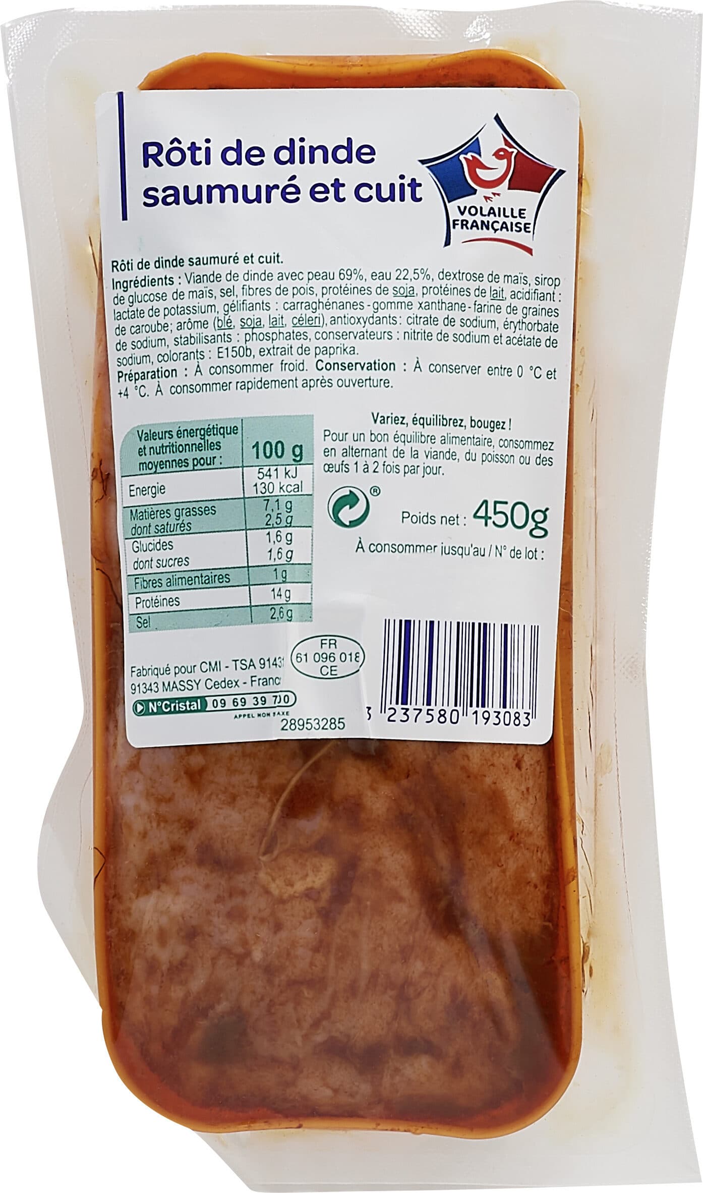CMI (Carrefour Marchandises Internationales) RÔTI de Dinde CUIT packshot