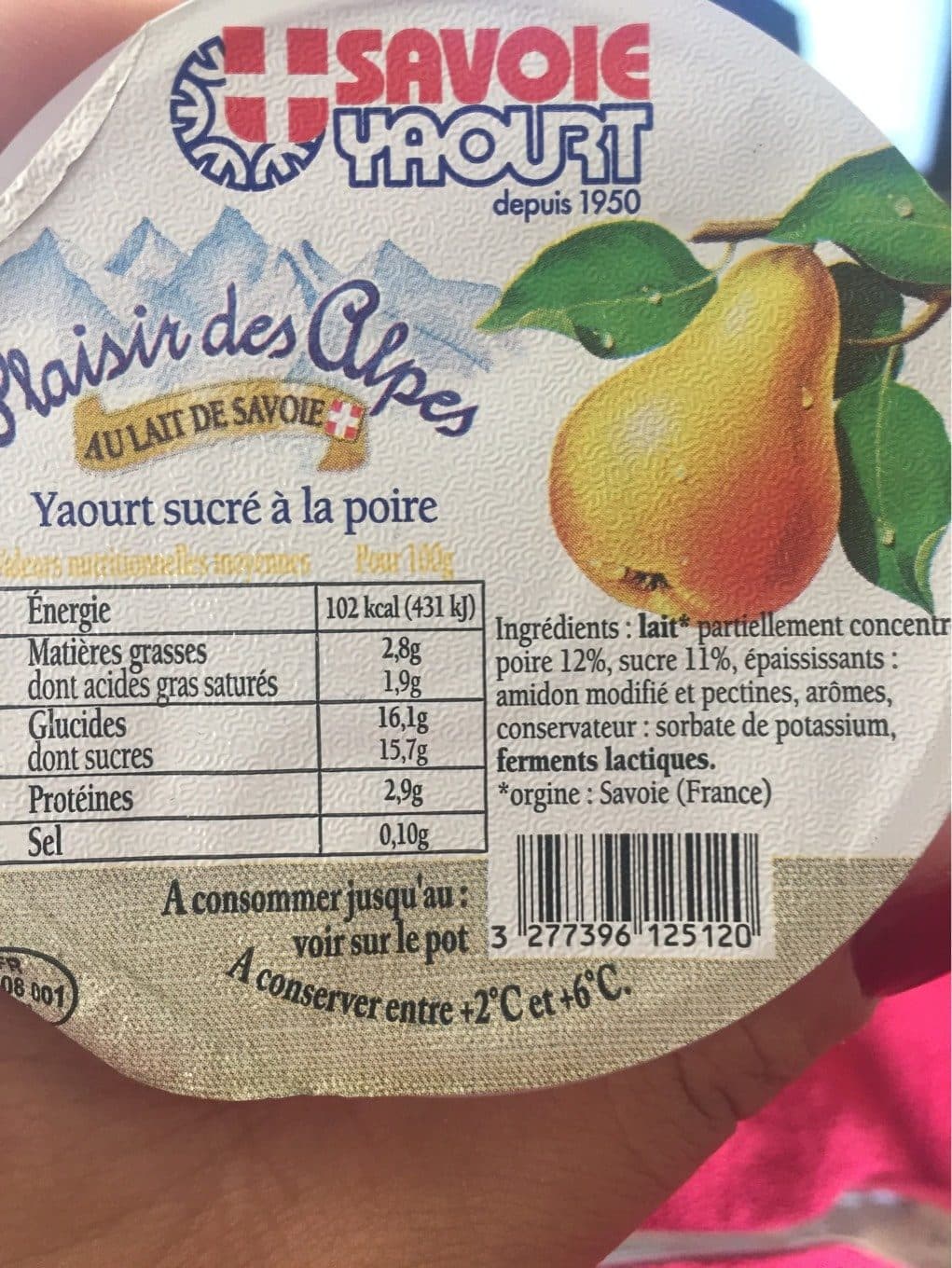 Savoie Yaourt Yaourt sucree a la poire packshot