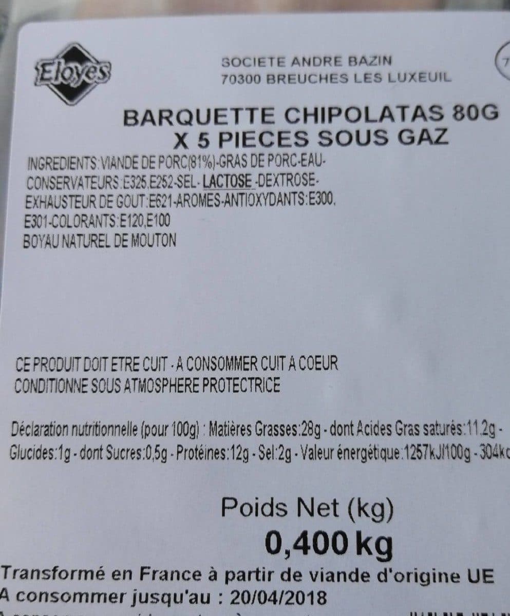 Open Food Facts Chipolatas packshot