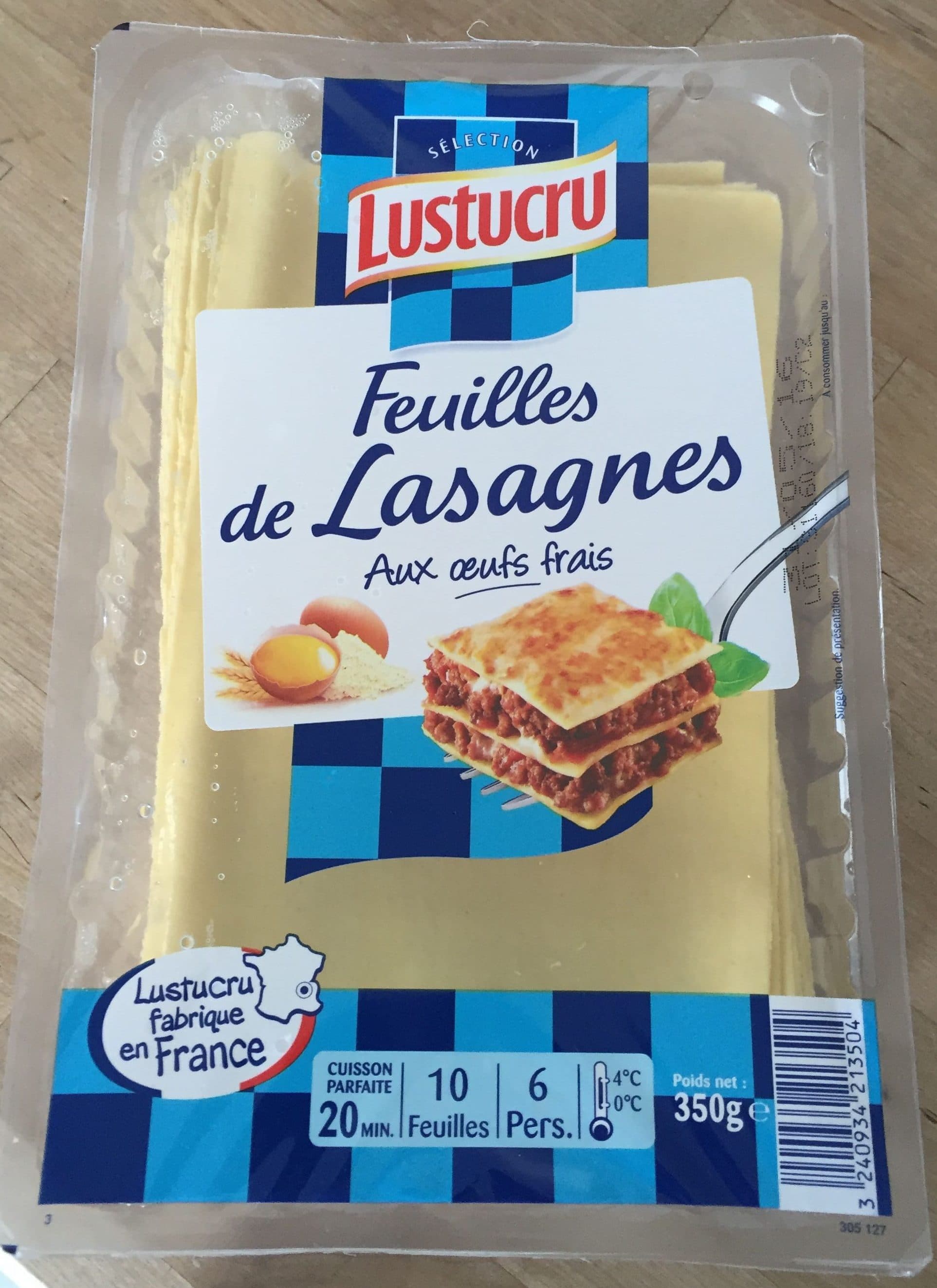 Lustucru Feuilles de lasagnes aux oeufs frais packshot