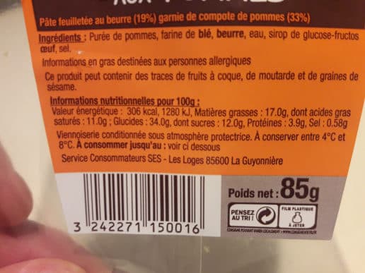 Open Food Facts Chausson aux pommes pur beurre packshot
