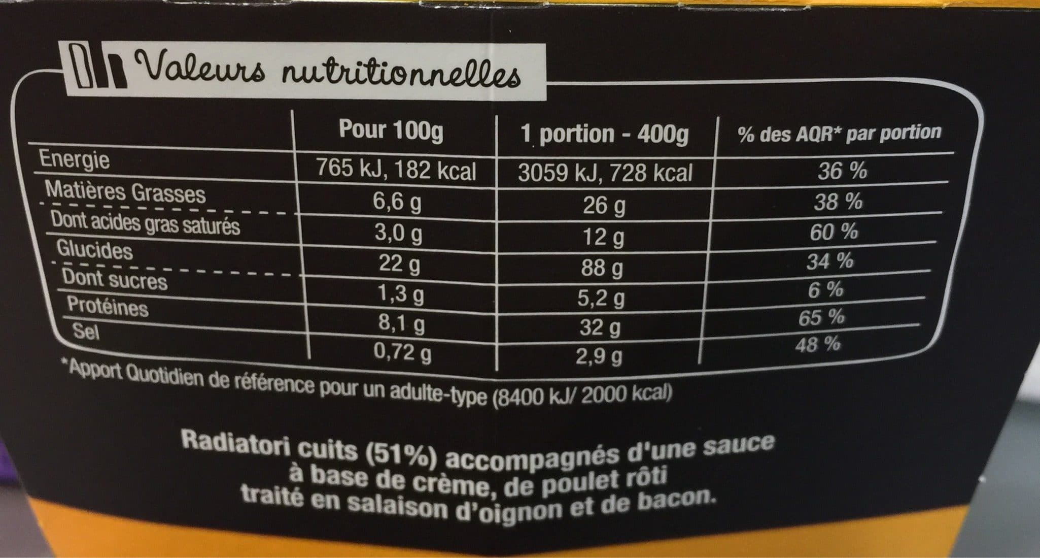 Sodebo Xtrembox radiatori poulet bacon packshot