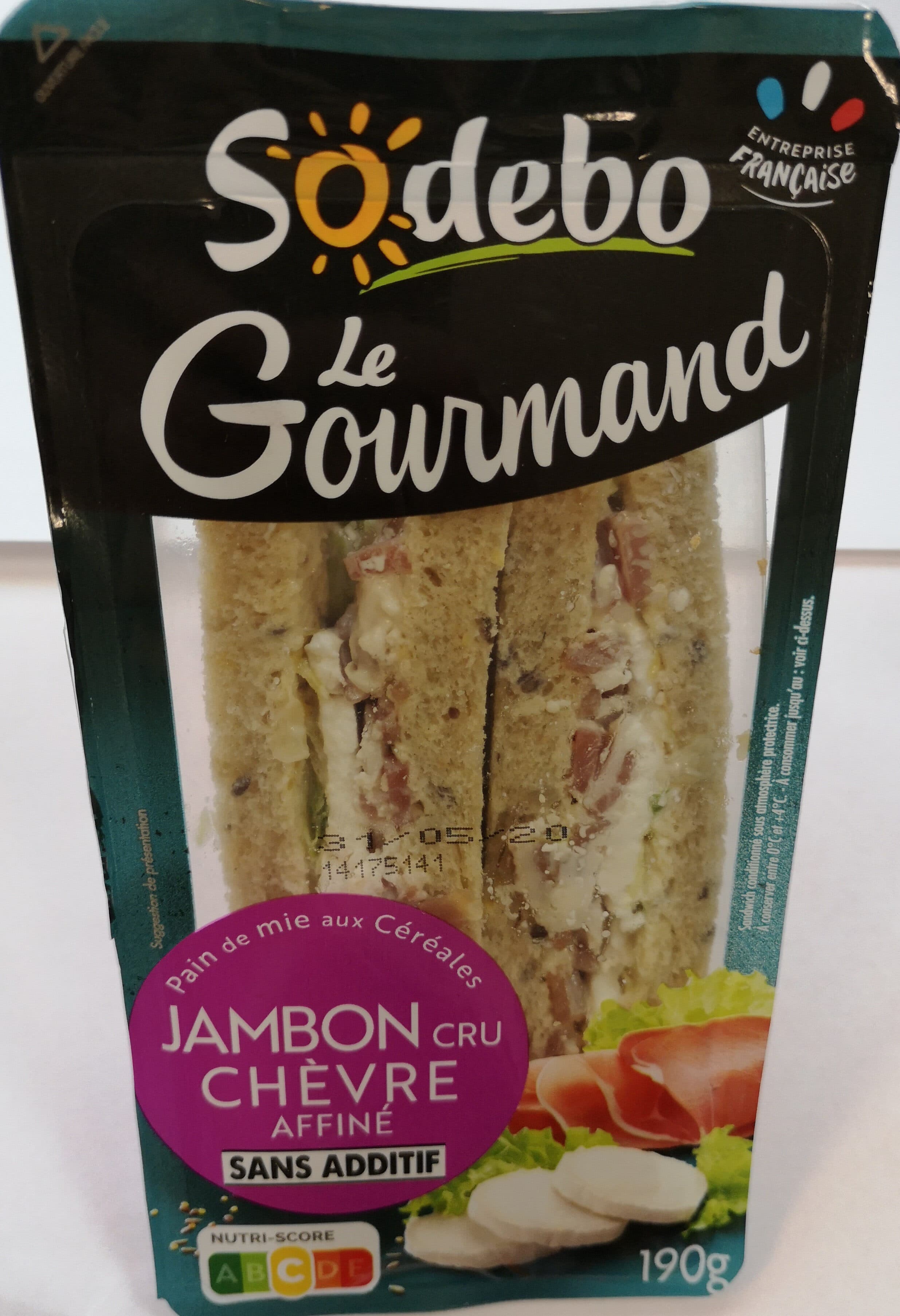 Sodebo Sandwich Le Gourmand Club - Jambon cru Chèvre packshot