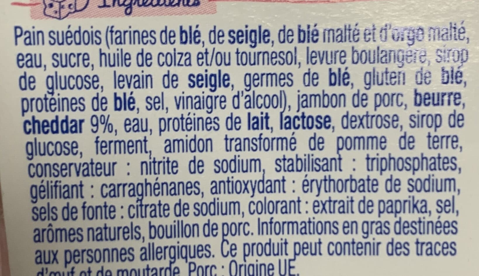 Sodebo Suédois jambon cheddar packshot
