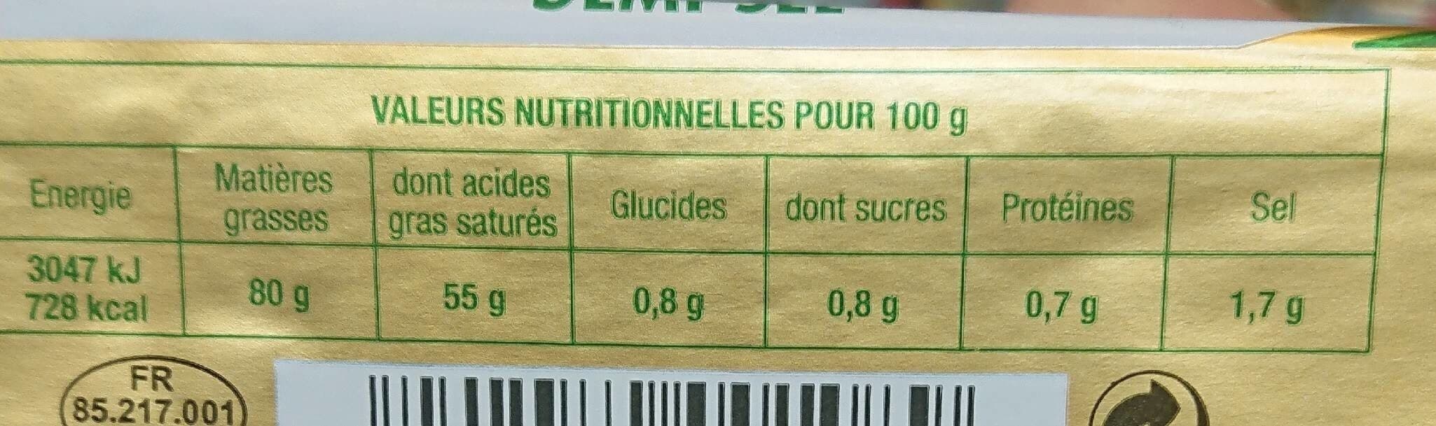 Open Food Facts Beurre Extra-Fin Demi-Sel packshot