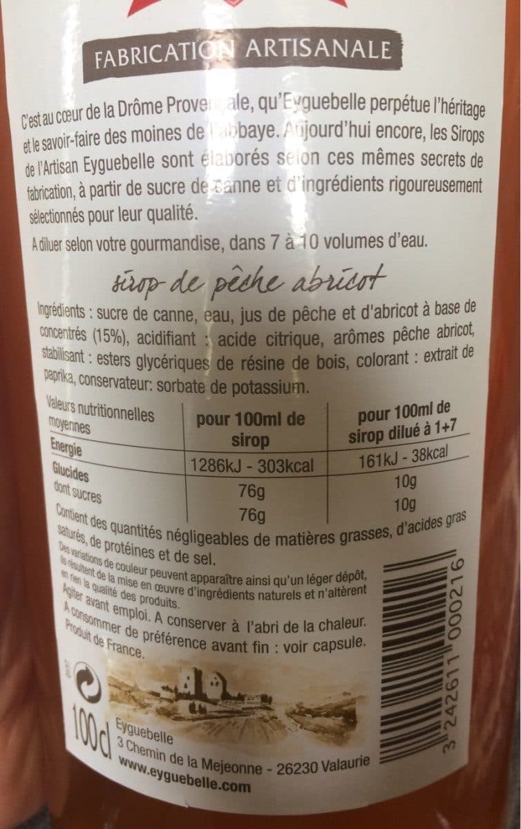 Eyguebelle Sirop peche abricot packshot