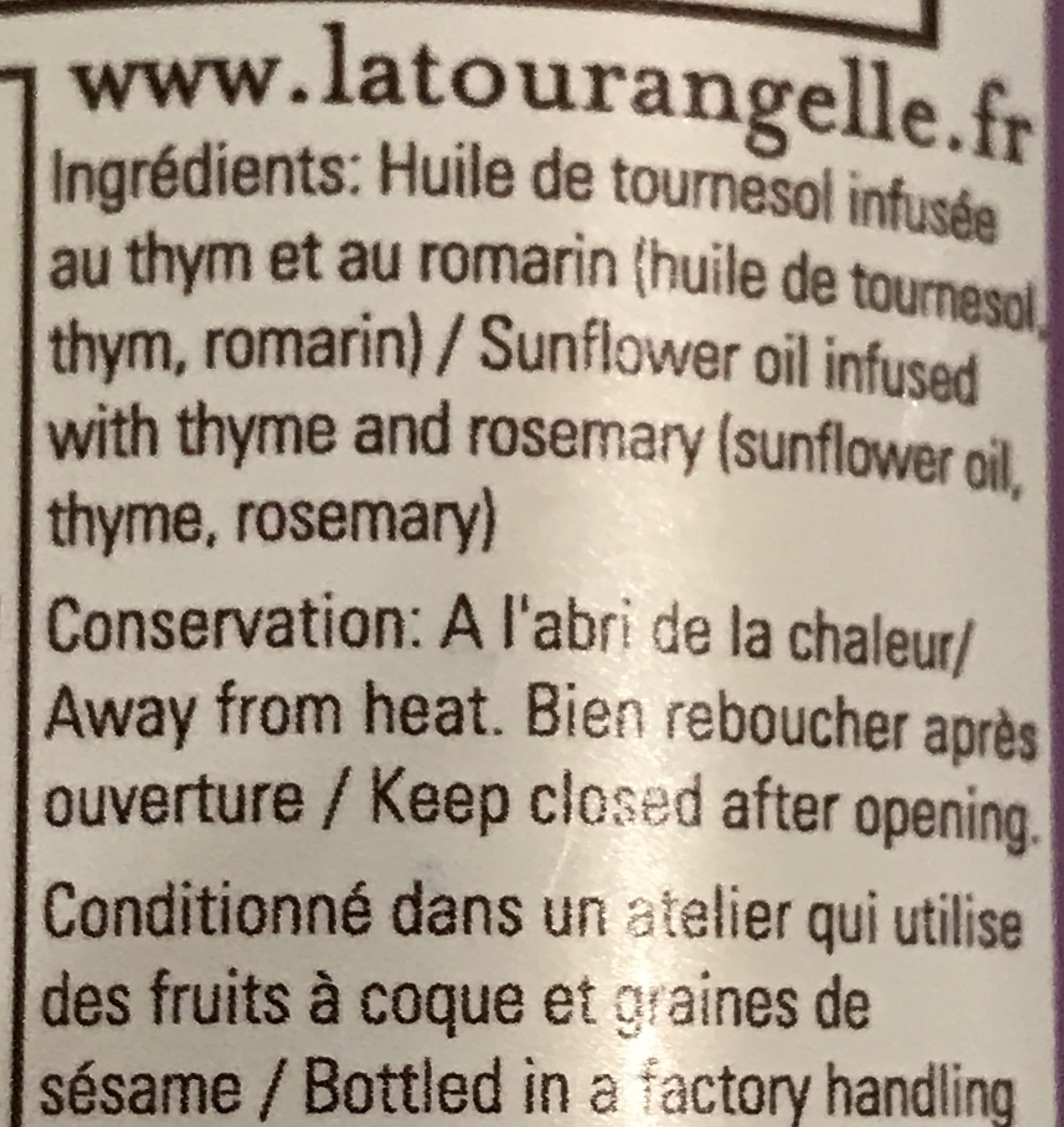 La tourangelle Huile Infusée Au Thym / Romarin 250 - La Tourangelle packshot