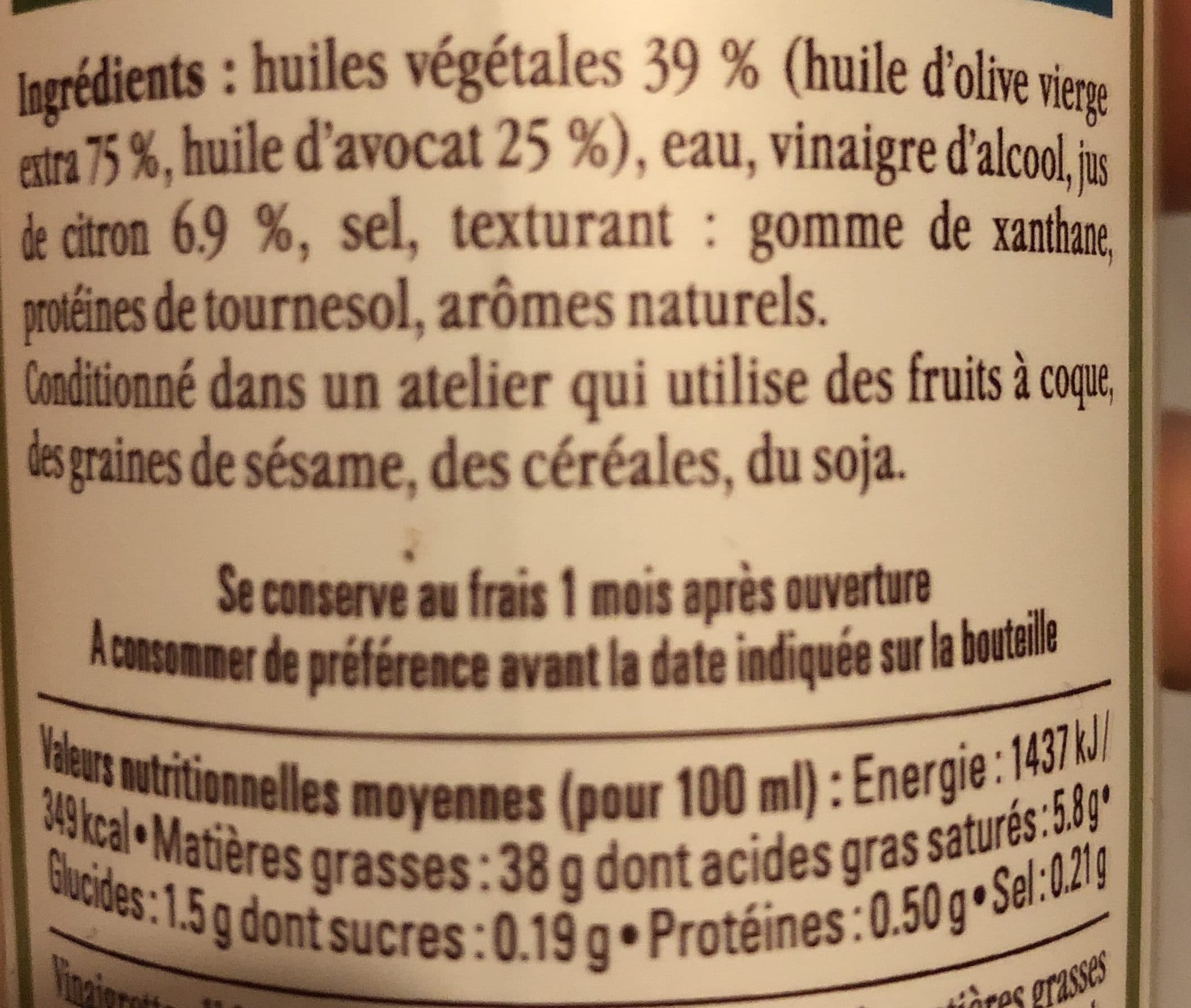 La Tourangelle La vinaigrette Olive Citron à l’huile d’avocat packshot