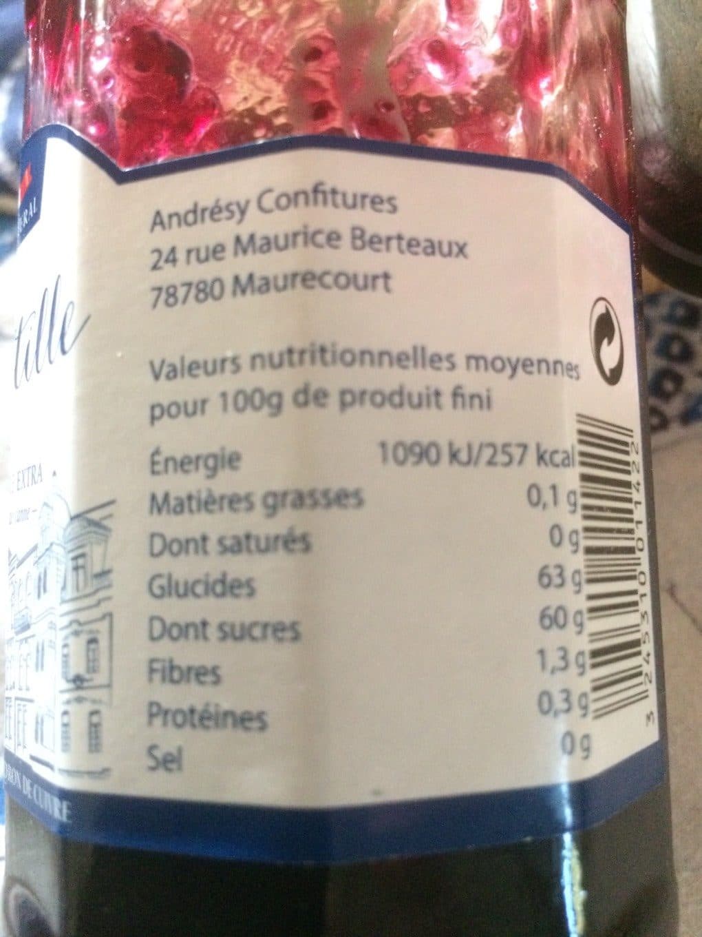 Andrésy Confitures Confiture Extra Myrtille packshot
