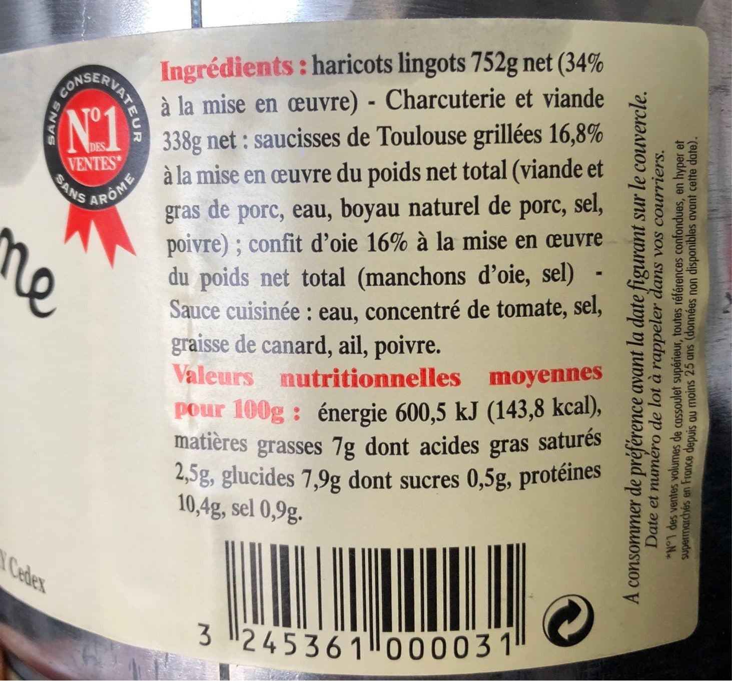 La Belle Chaurienne Plat cuisiné Cassoulet gastonomique au confit d’oie et aux saucisses de Toulouse packshot