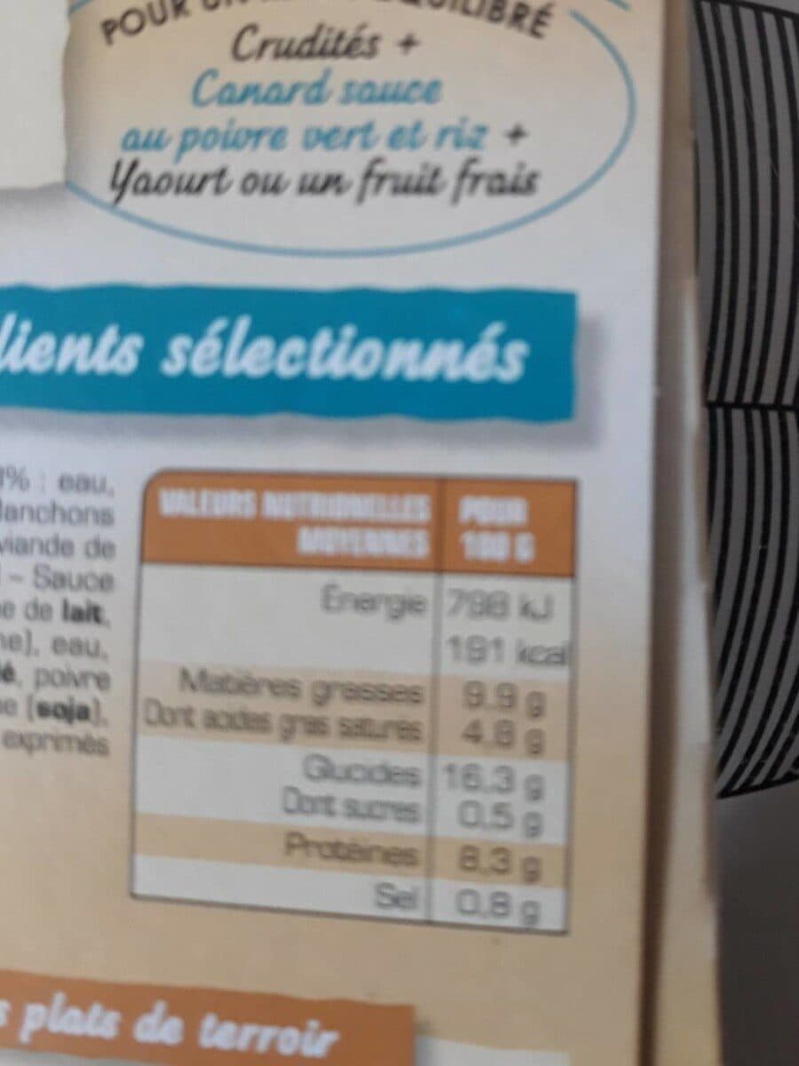 La belle chaurienne Canard sauce poivre vert packshot