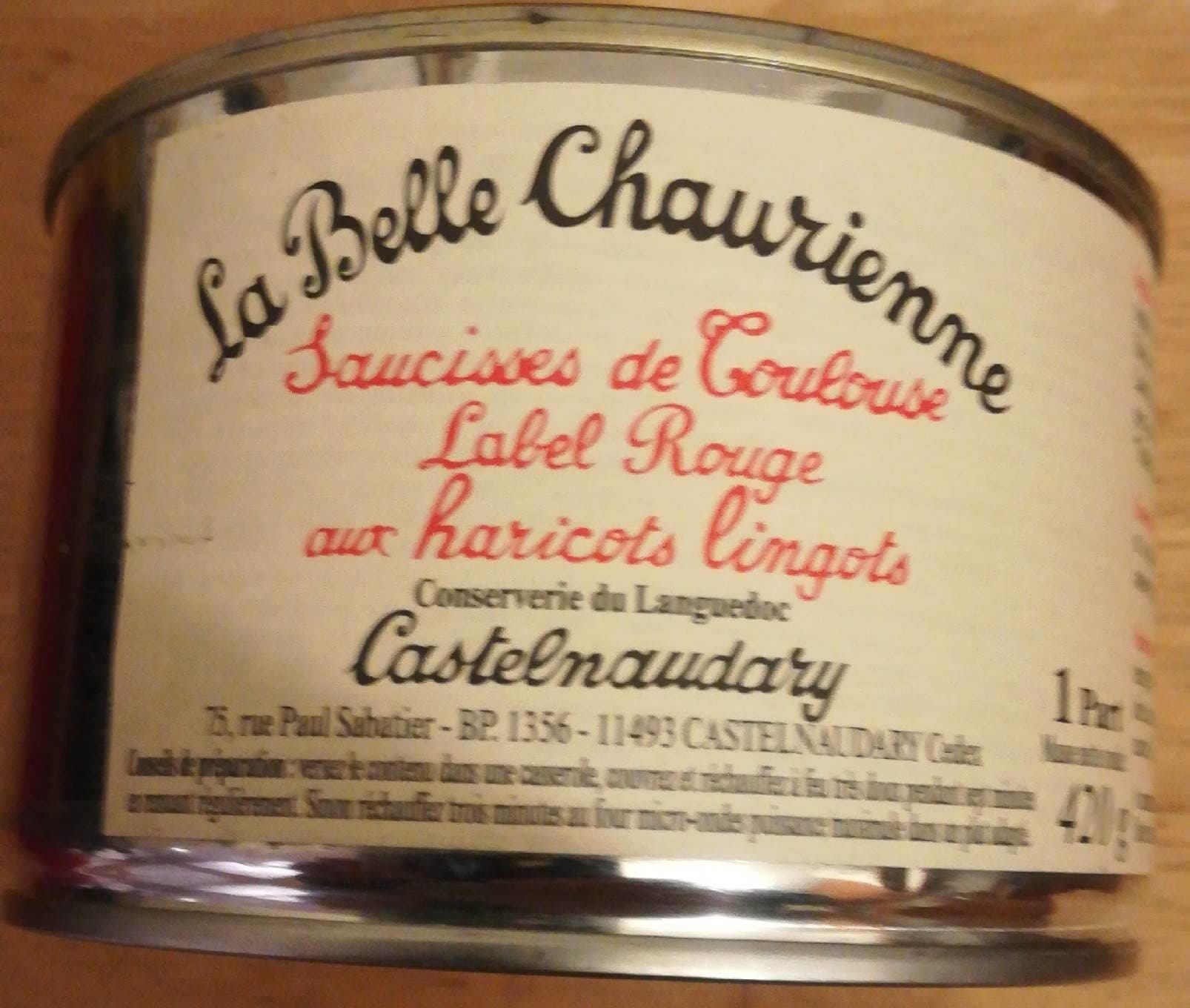 La Belle Chaurienne Saucisses de Toulouse label rouge aux haricots lingot packshot