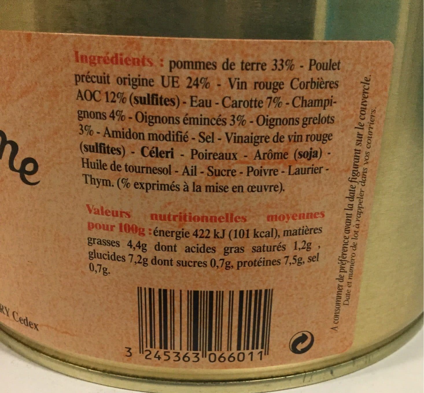 La Belle Chaurienne Coq au vin des Corbières et petits légumes packshot