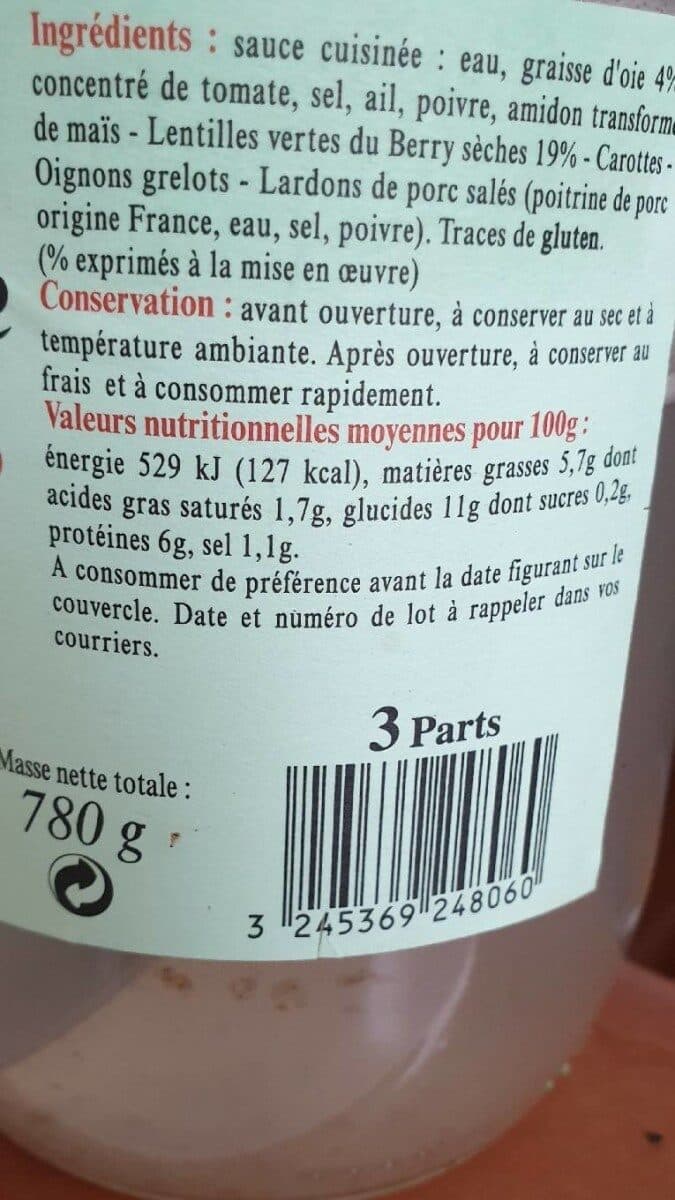 La Belle Chaurienne Lentilles cuisinées packshot