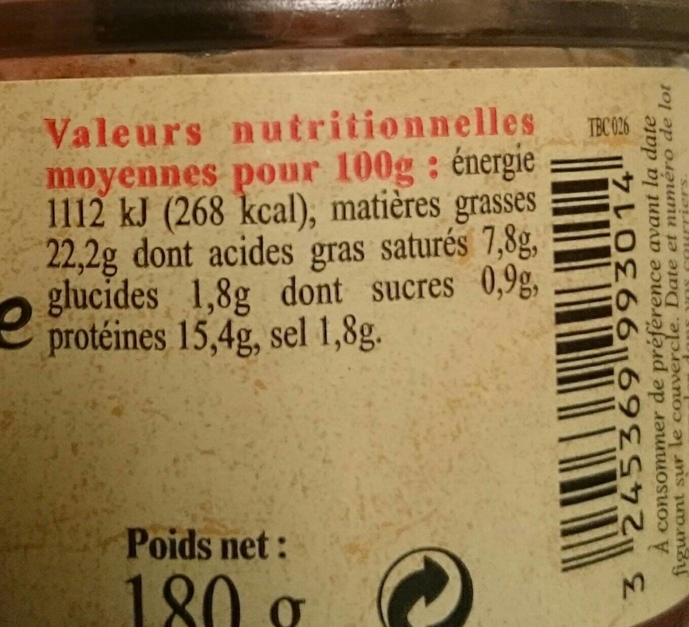 La belle chaurienne Terrine de pintade aux raisins packshot