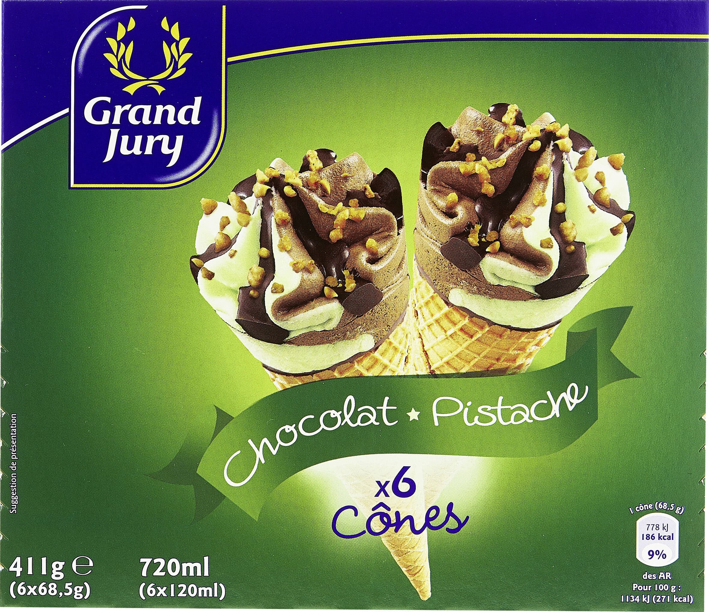 Grand Jury 6X120ML Cones Chocolat / Pistache Grand Jury packshot