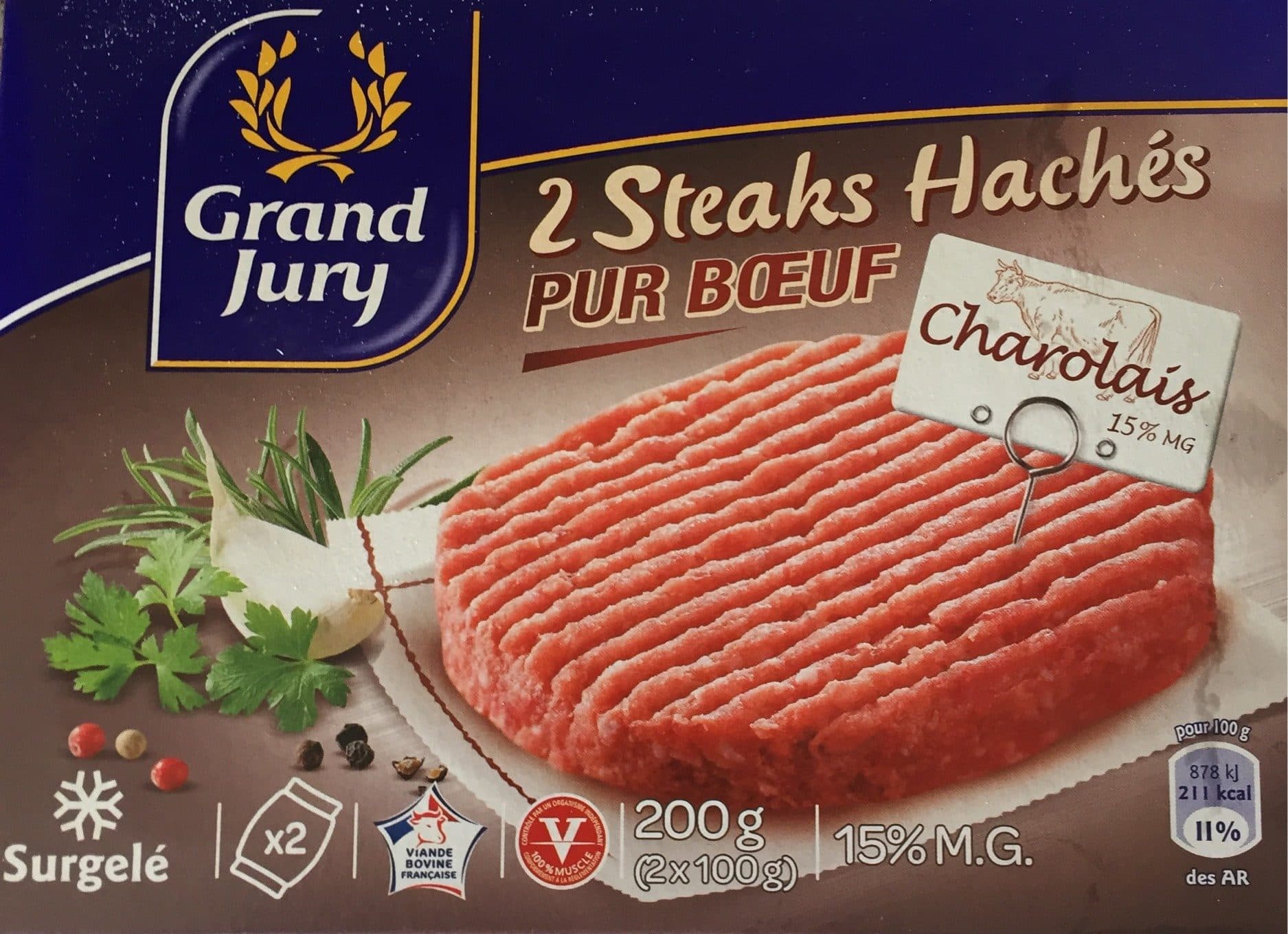 Grand Jury 2 steaks hachés Charolais pur boeuf packshot