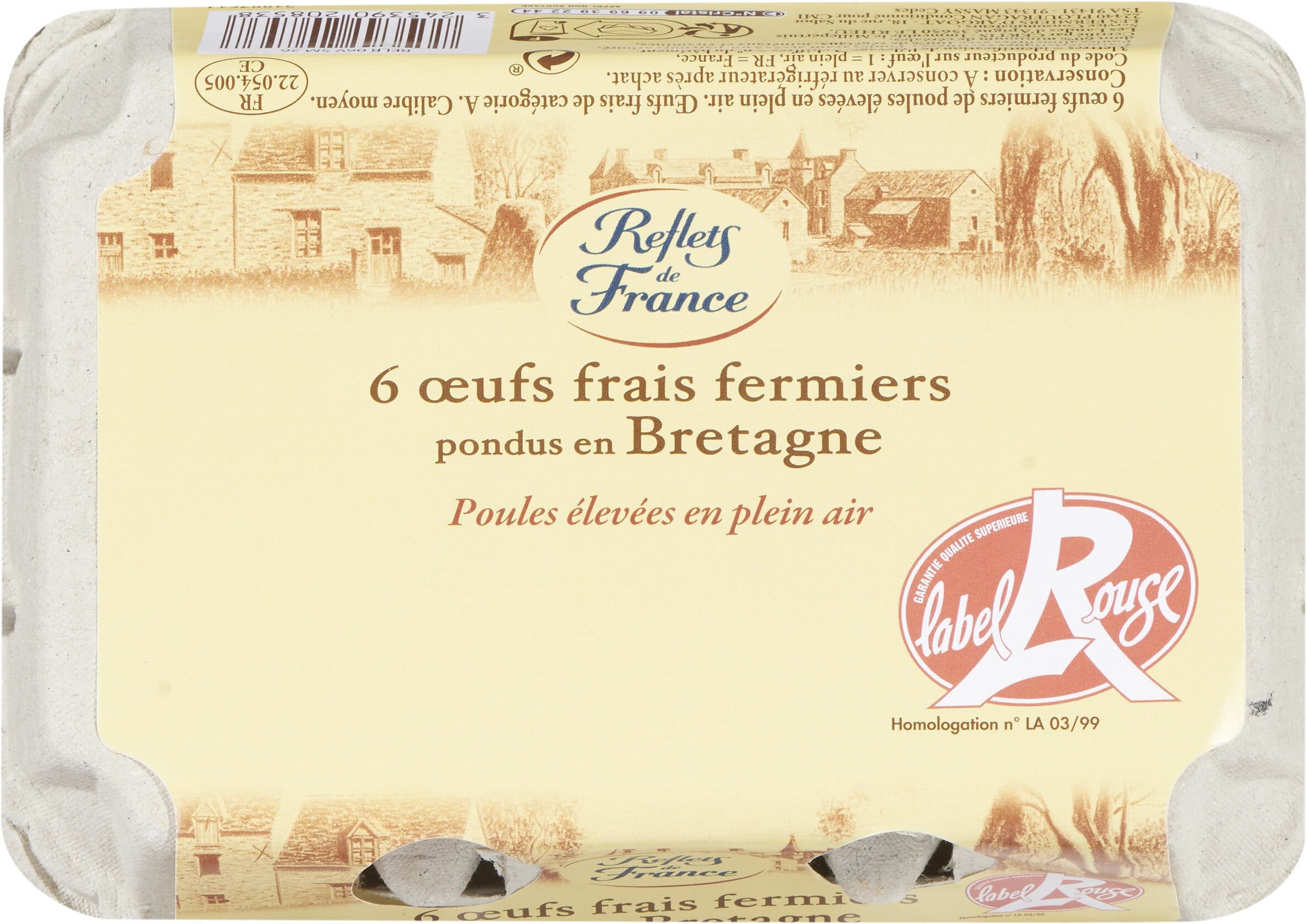 Carrefour 6 œufs frais fermiers Pondus en Pays de la Loire packshot