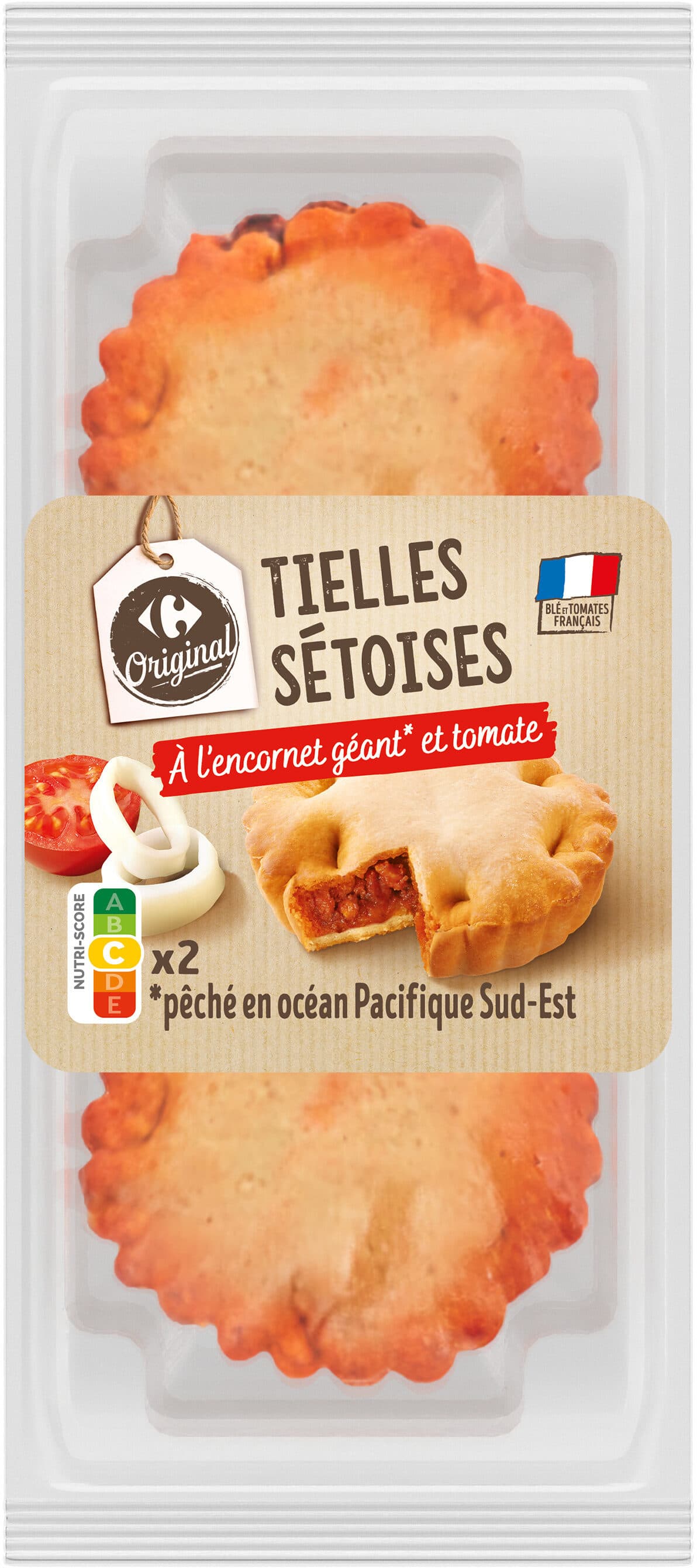 Carrefour Tielles sétoises A l'encornet géant* et tomates packshot