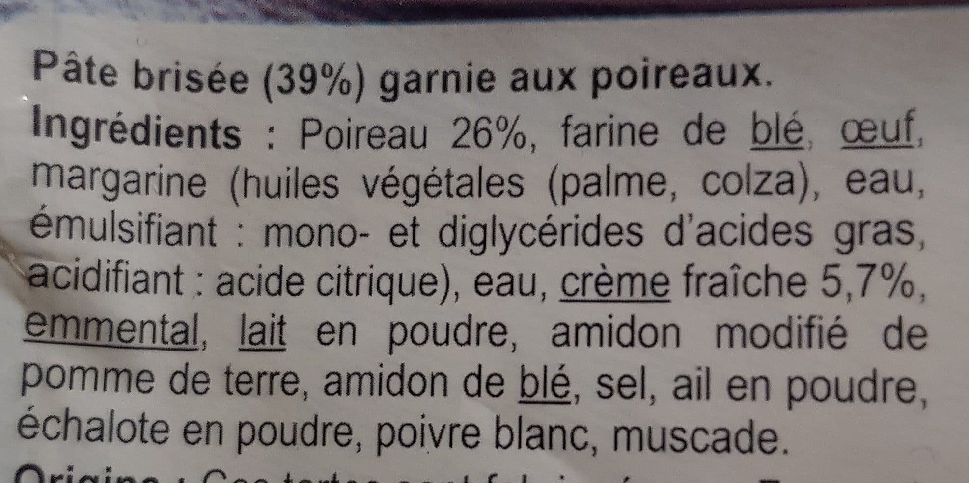 Carrefour Tarte aux Poireaux packshot