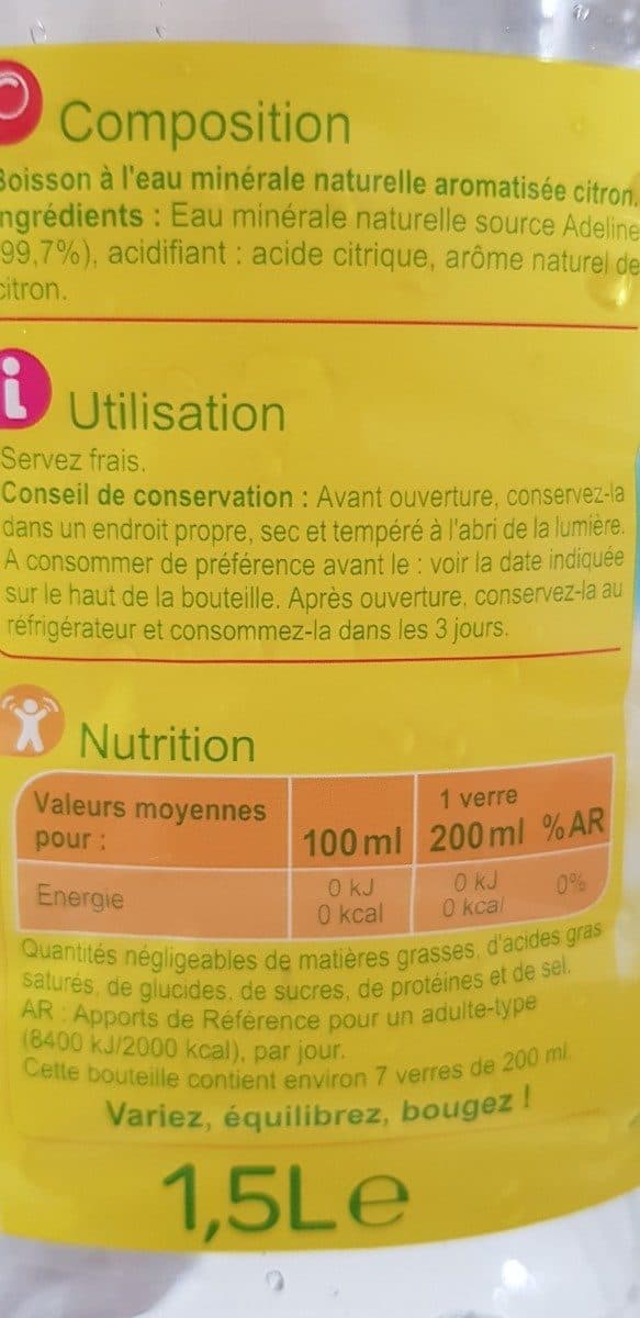 Carrefour Eau à l'arôme naturel de citron packshot