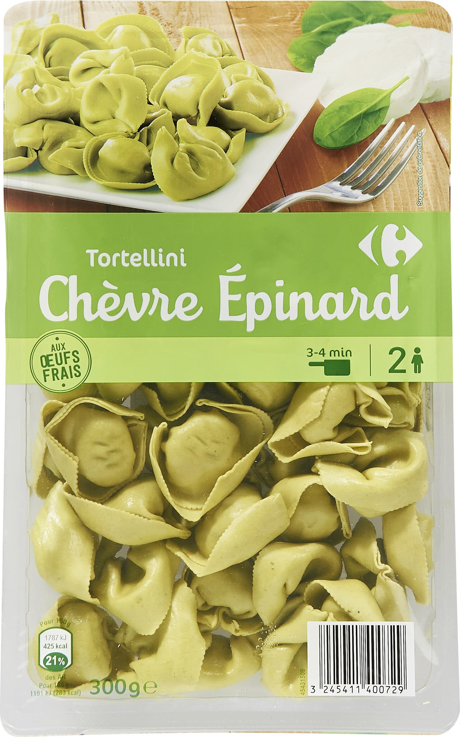 Carrefour TORTELLINI Épinards & Chèvre packshot