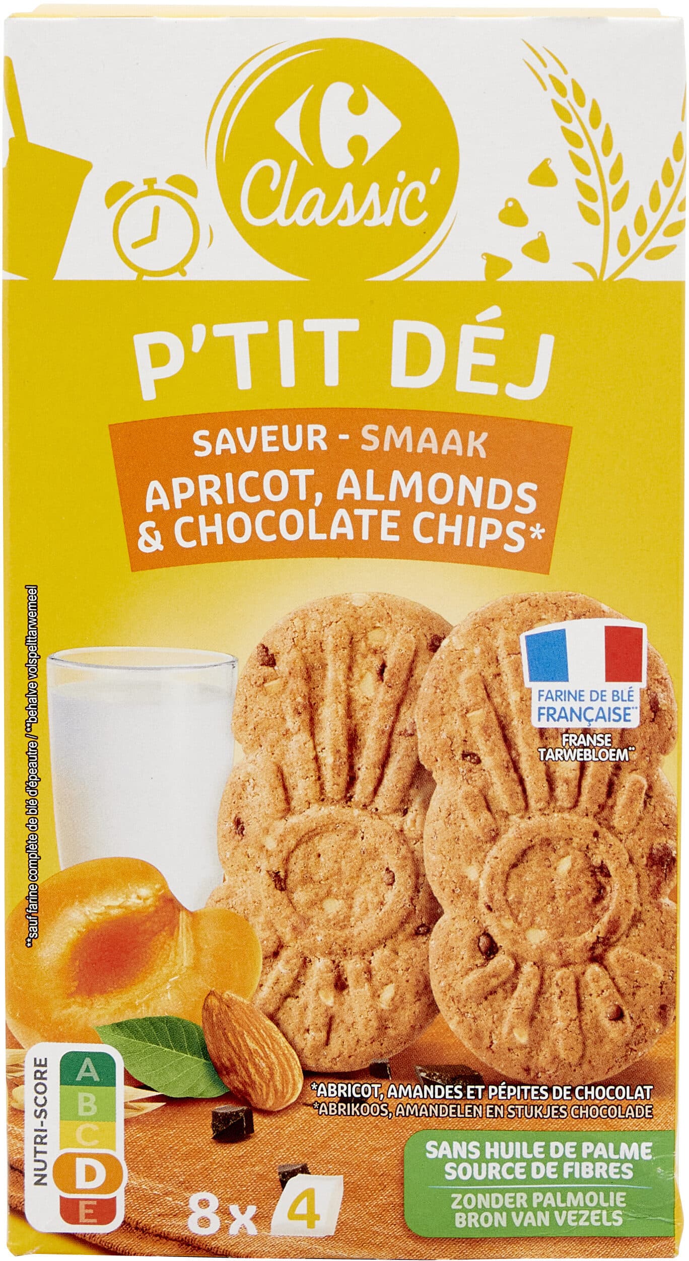 Carrefour P'tit déj Saveur - Smaak Apricot, almonds & chocolate chips* packshot