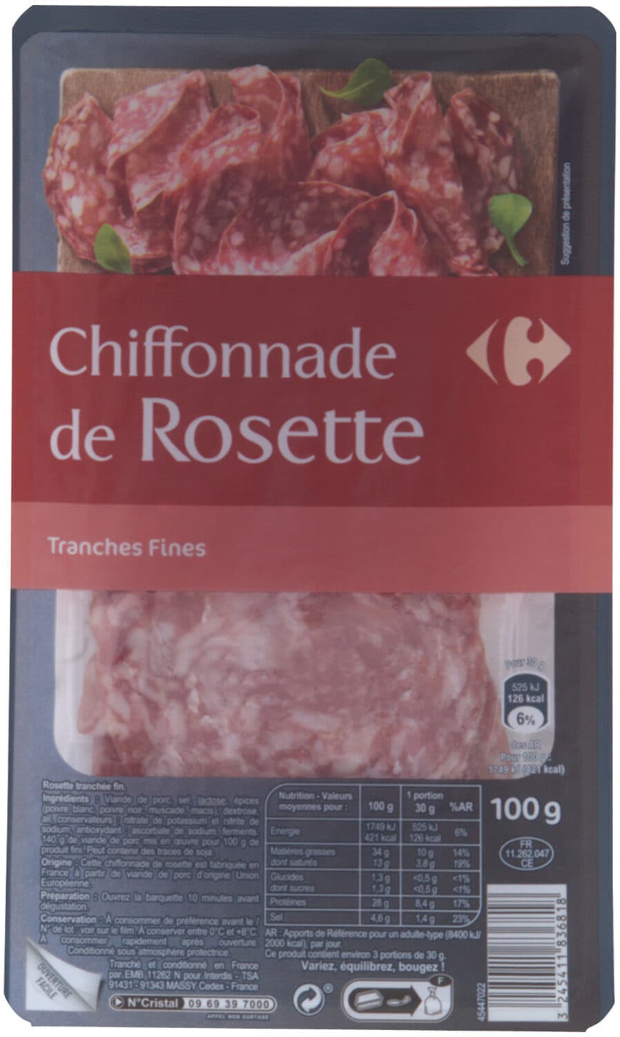 Carrefour Chiffonnade de Rosette packshot