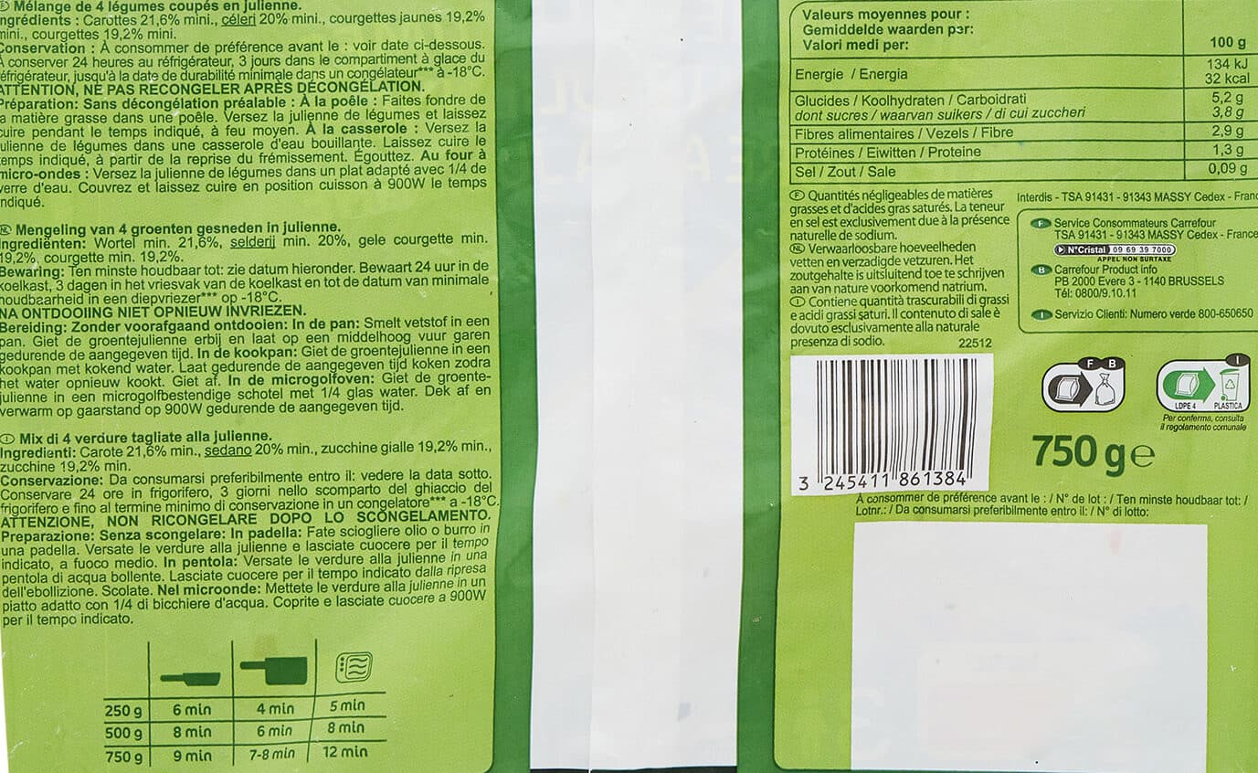 Carrefour Julienne de légumes packshot