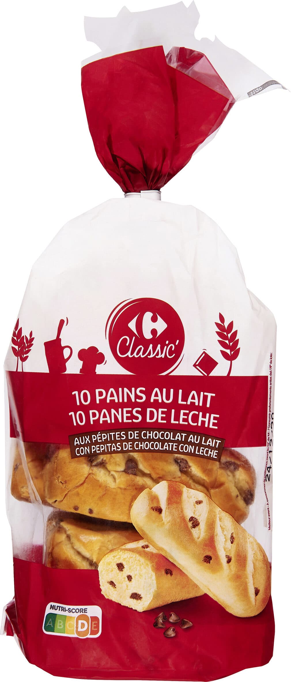 Carrefour 10 pains au lait aux pépites de chocolat packshot